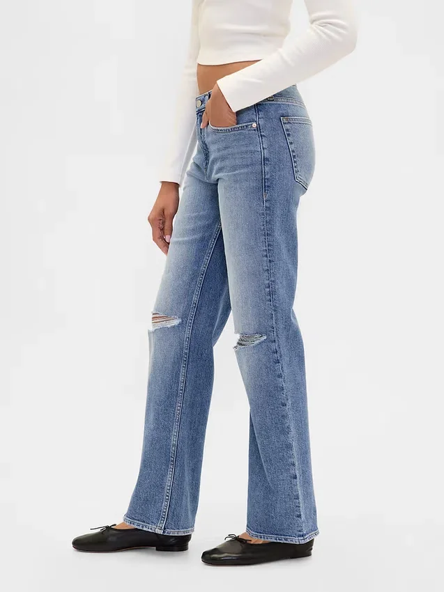 Orta Bel Gevşek Düz Kesim Jean'ler