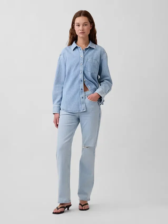 Orta Bel Gevşek Düz Kesim Jean'ler