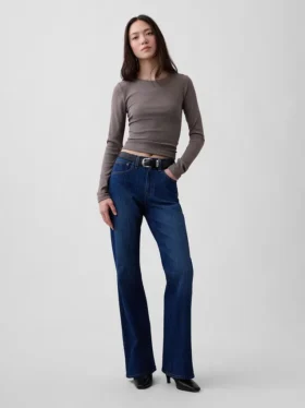 Orta Bel Gevşek Flare Jean'ler