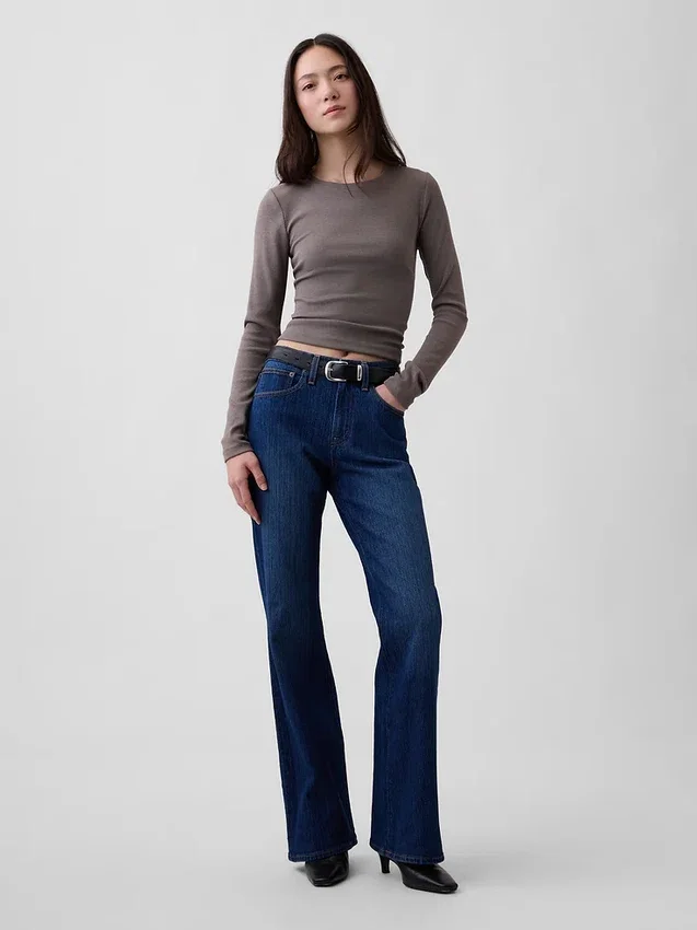 Orta Bel Gevşek Flare Jean'ler