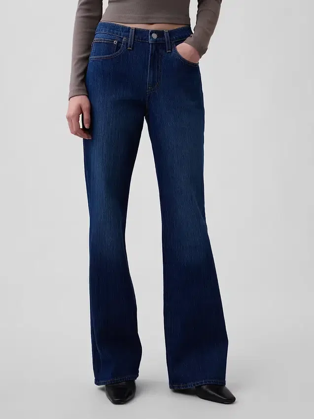 Orta Bel Gevşek Flare Jean'ler