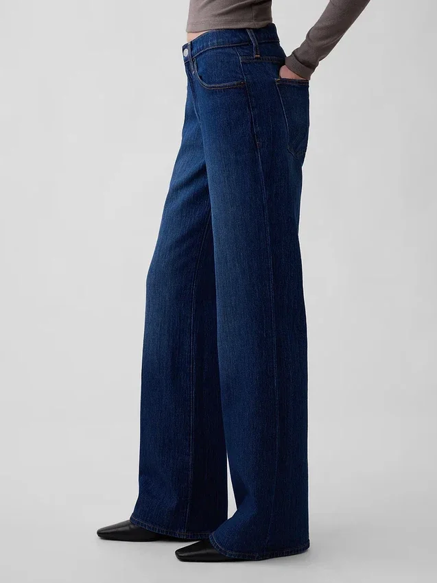 Orta Bel Gevşek Flare Jean'ler