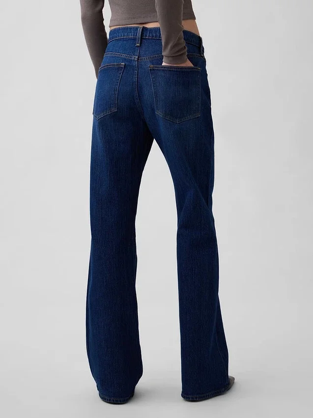 Orta Bel Gevşek Flare Jean'ler