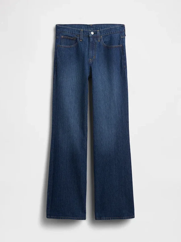 Orta Bel Gevşek Flare Jean'ler