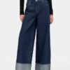 Orta Bel Metalik Paça Baggy Jean'ler