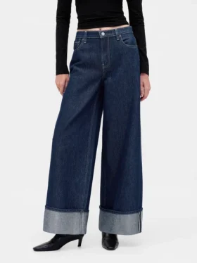 Orta Bel Metalik Paça Baggy Jean’ler