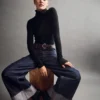 Orta Bel Metalik Paça Baggy Jean'ler