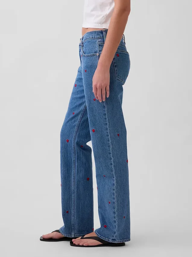 Orta Bel, Nakışlı, Bol Kesim Düz Kesim Jean'ler