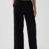 Orta Bel Poplin Rahat Geniş Paça Pantolon