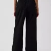 Orta Bel Poplin Rahat Geniş Paça Pantolon