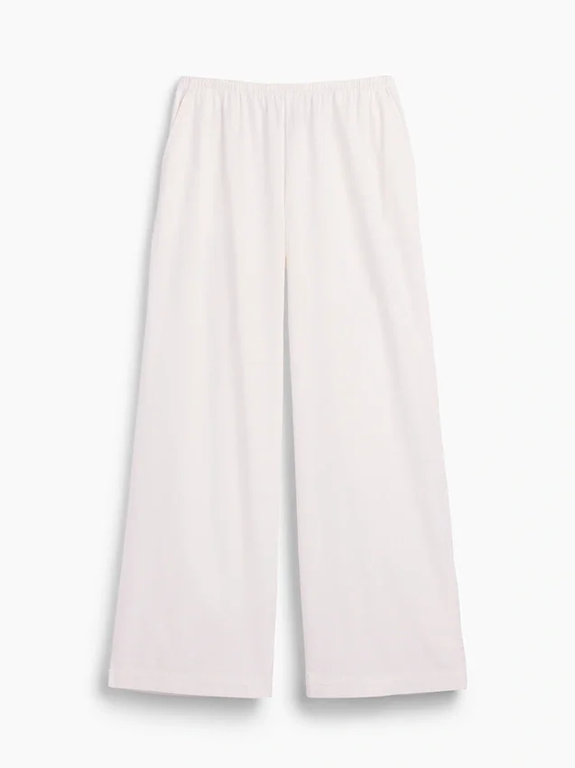 Orta Bel Poplin Rahat Geniş Paça Pantolon