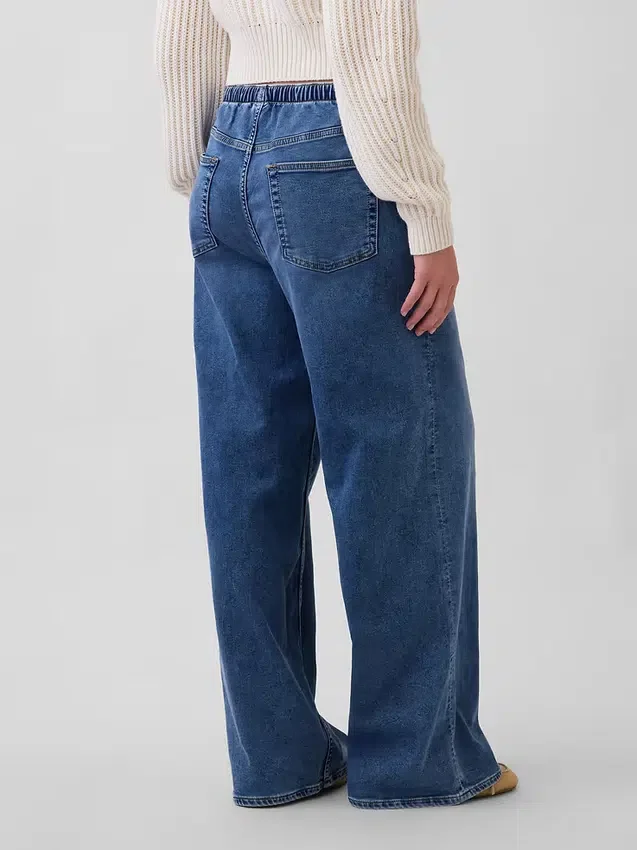 Orta Bel Örme Bol Kesim Jean'ler