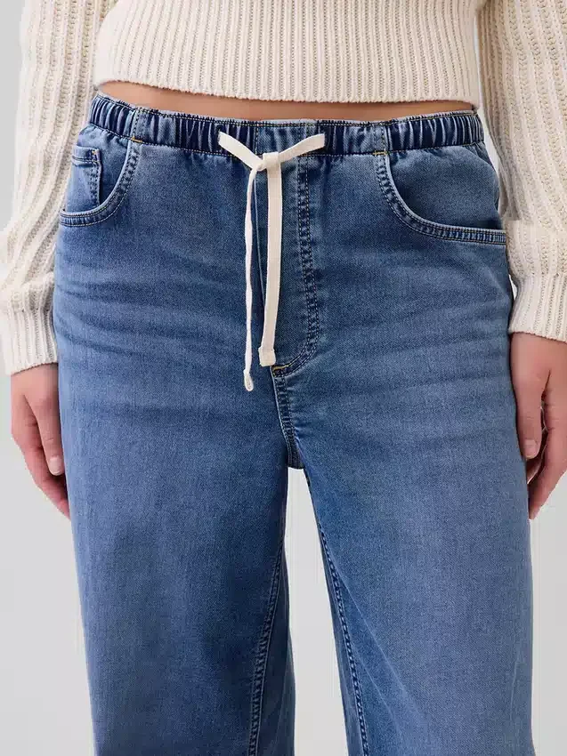 Orta Bel Örme Bol Kesim Jean'ler