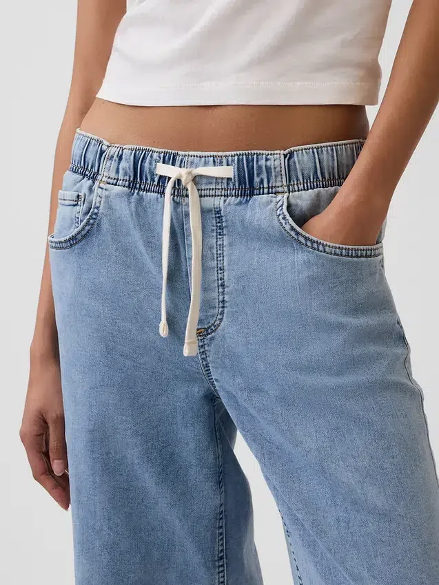 Orta Bel Örme Bol Kesim Jean'ler