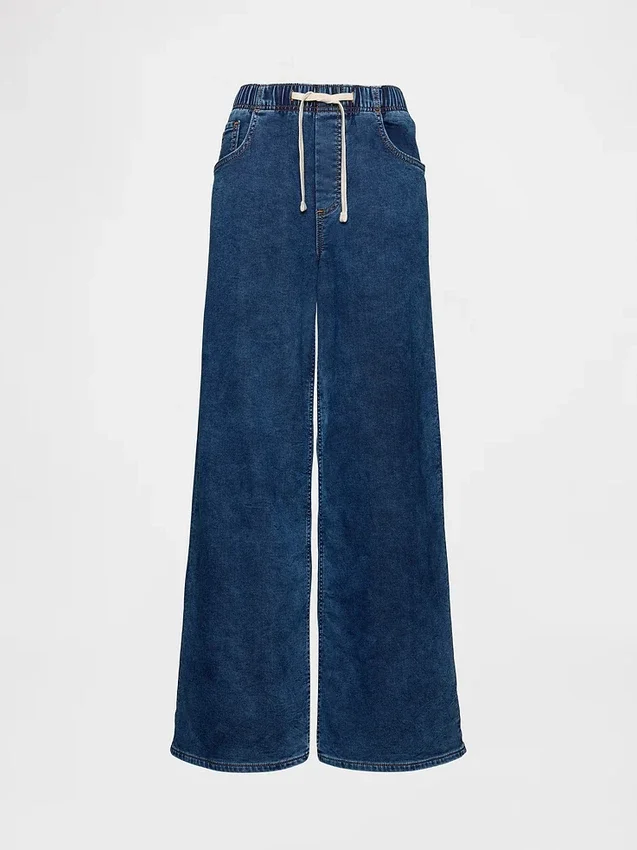 Orta Bel Örme Denim Bol Kesim Jean'ler