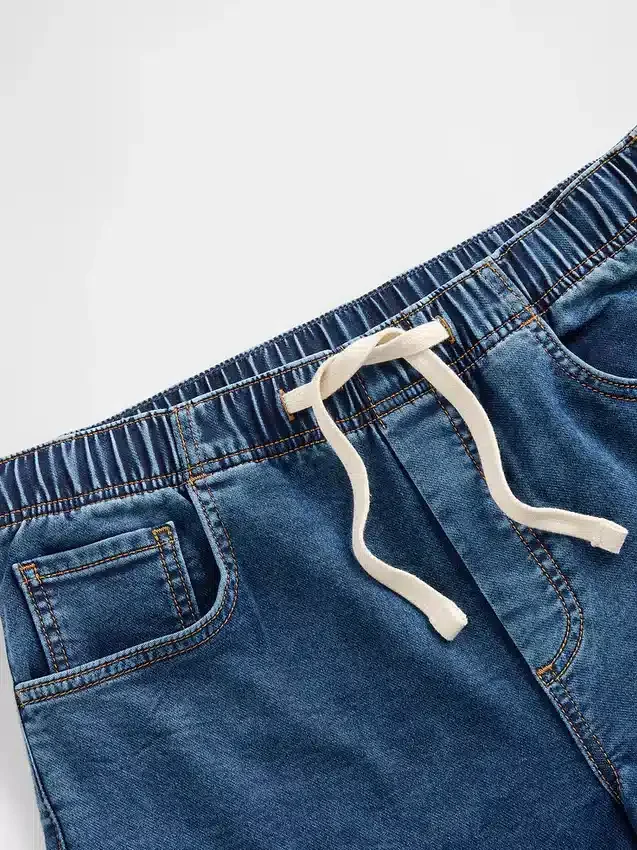 Orta Bel Örme Denim Bol Kesim Jean'ler