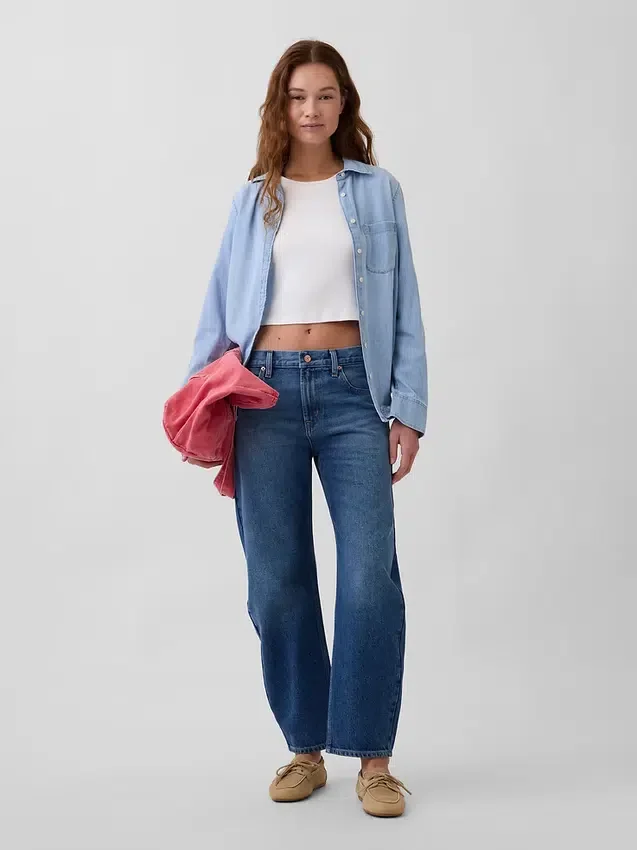 Orta Bel Slim Barrel Jean'ler
