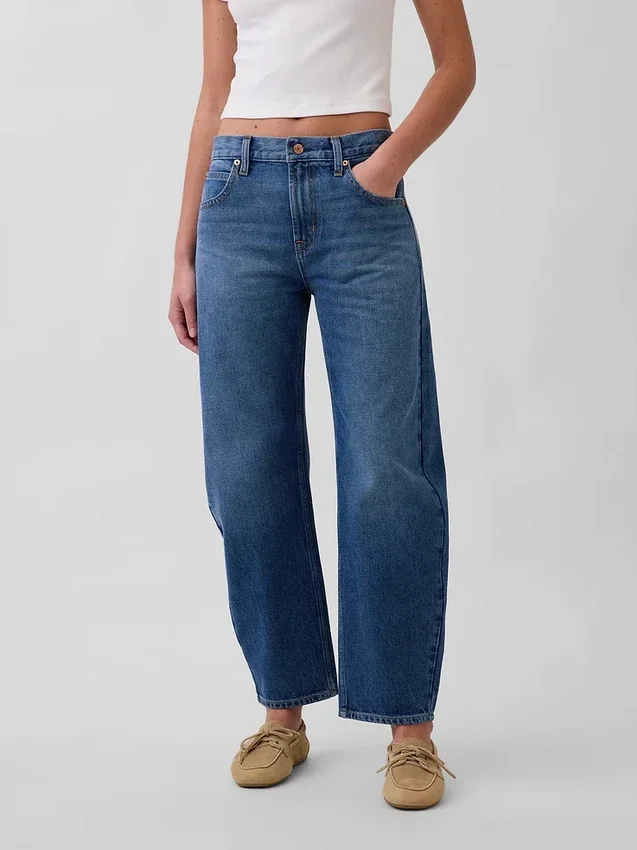 Orta Bel Slim Barrel Jean'ler