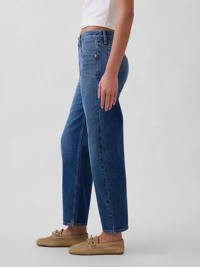Orta Bel Slim Barrel Jean'ler