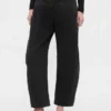 Orta Bel Twill Geniş Paça Pantolon