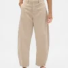 Orta Bel Twill Geniş Paça Pantolon