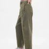 Orta Bel Twill Geniş Paça Pantolon