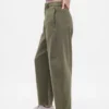 Orta Bel Twill Geniş Paça Pantolon