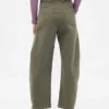 Orta Bel Twill Geniş Paça Pantolon