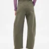Orta Bel Twill Geniş Paça Pantolon
