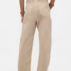 Orta Bel Twill Geniş Paça Pantolon