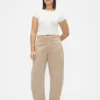 Orta Bel Twill Geniş Paça Pantolon