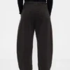 Orta Bel Twill Geniş Paça Pantolon