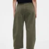 Orta Bel Twill Geniş Paça Pantolon