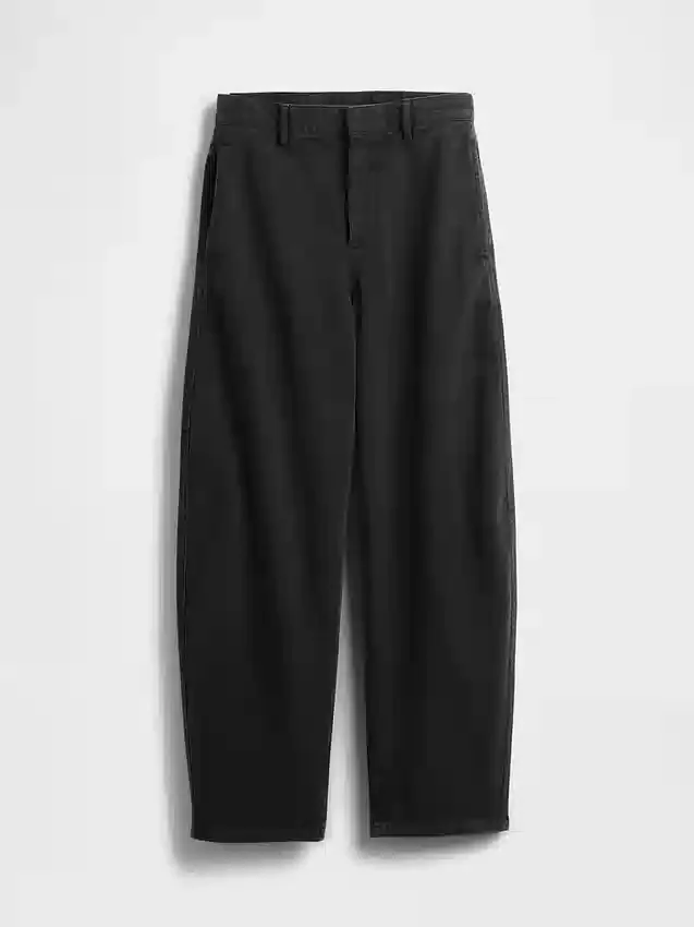 Orta Bel Twill Geniş Paça Pantolon