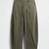 Orta Bel Twill Geniş Paça Pantolon