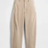 Orta Bel Twill Geniş Paça Pantolon