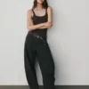 Orta Bel Twill Geniş Paça Pantolon