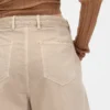 Orta Bel Twill Geniş Paça Pantolon