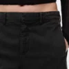 Orta Bel Twill Geniş Paça Pantolon