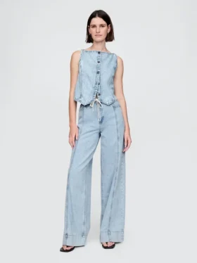 Orta Bel, Ultra Yumuşak Denim Bol Pantolon
