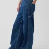 Orta Bel, Ultra Yumuşak Denim Bol Pantolon
