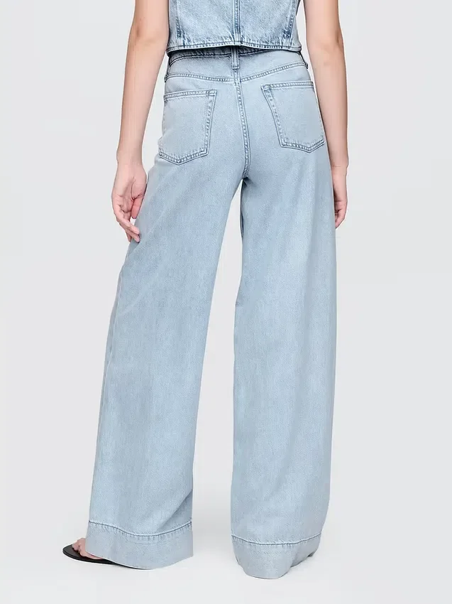 Orta Bel, Ultra Yumuşak Denim Bol Pantolon