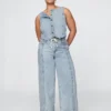 Orta Bel, Ultra Yumuşak Denim Bol Pantolon
