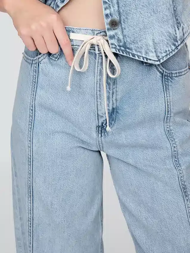 Orta Bel, Ultra Yumuşak Denim Bol Pantolon