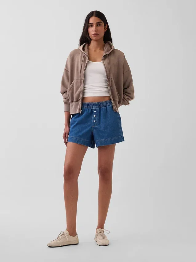 Orta Bel, Ultra Yumuşak Denim Boxer Şortlar