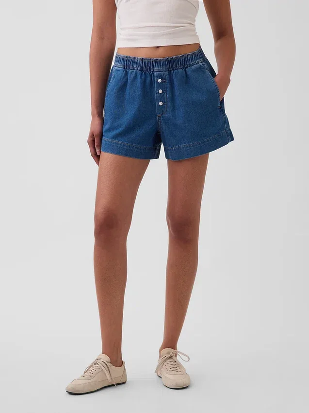 Orta Bel, Ultra Yumuşak Denim Boxer Şortlar