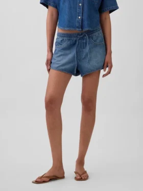 Orta Bel, Ultra Yumuşak Denim Easy Dolphin Şortlar