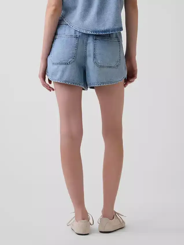 Orta Bel, Ultra Yumuşak Denim Easy Dolphin Şortlar