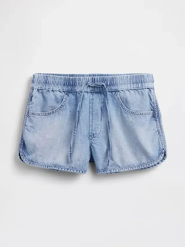 Orta Bel, Ultra Yumuşak Denim Easy Dolphin Şortlar