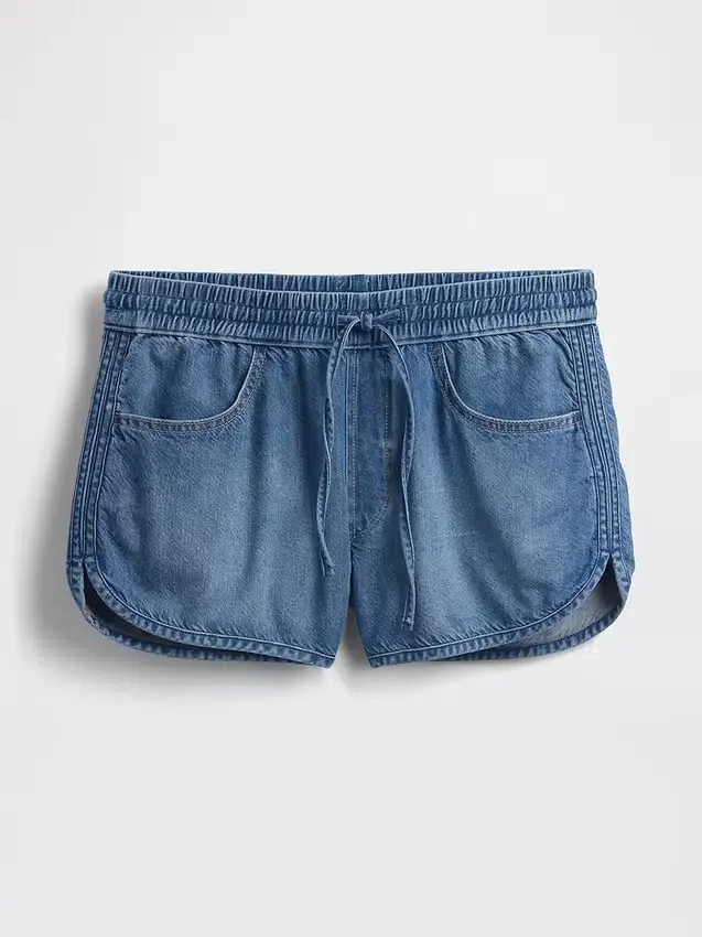 Orta Bel, Ultra Yumuşak Denim Easy Dolphin Şortlar